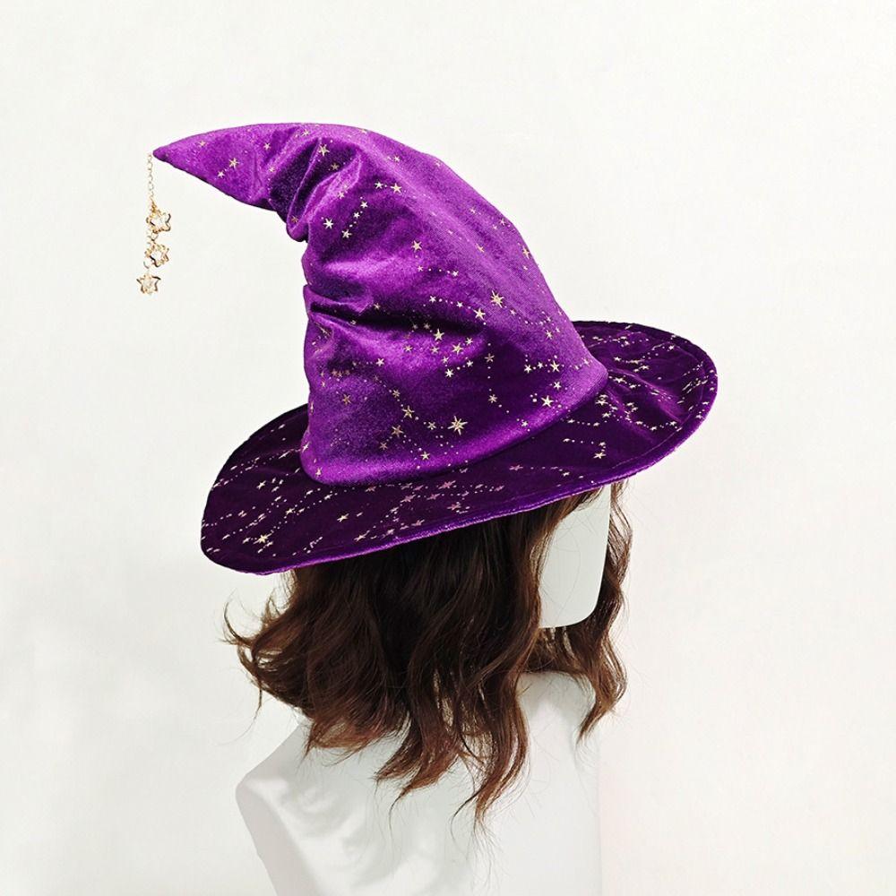 Star Bow Decorations Witch Hat Lightweight Soft Fabric Halloween Hat Holiday Scene Layout