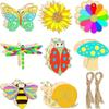 8pcs Wooden Cutouts Butterfly Wood Slices Flower Wood Cutouts Blank Wooden Paint Crafts For Painting, DIY Crafts Home