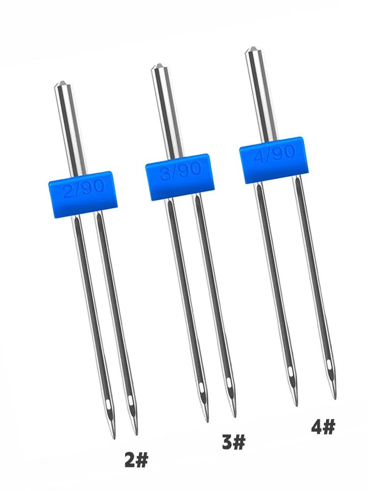 Set of double sewing needles for sewing machine, three sizes 2 #, 3 #, 4 #, metal needles to create two parallel strings when sewing clothes