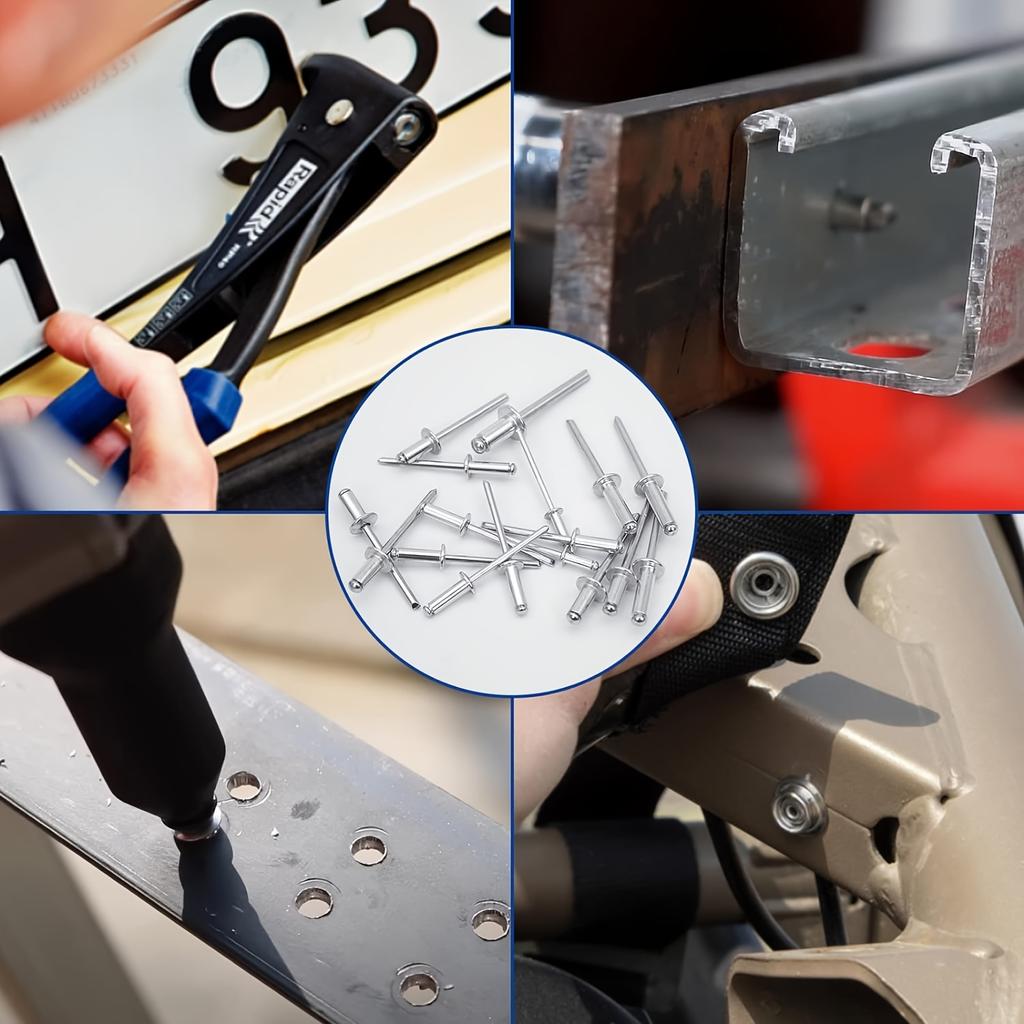 Набор алюминиевых вытяжных заклепок, 620 шт. - Доступно 14 размеров, включая вытяжные заклепки диаметром 1/8", 3/16", 3/32", 5/32"