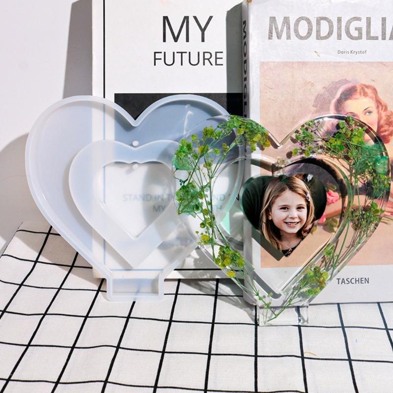 Силиконовая форма для фоторамки в виде сердца DIY Поделки Формы для заливки эпоксидной смолой Украшения Цветная цепочка Инструмент для изготовления ювелирных изделий Поставка