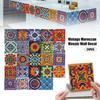 Moroccan Tile Stickers,24 Pcs 15 * 15cm Vintage Self Adhesive Vinyl Tile Decals Wall DIY Tile Stickers Home Decoration for Kitchen Living Bedroom