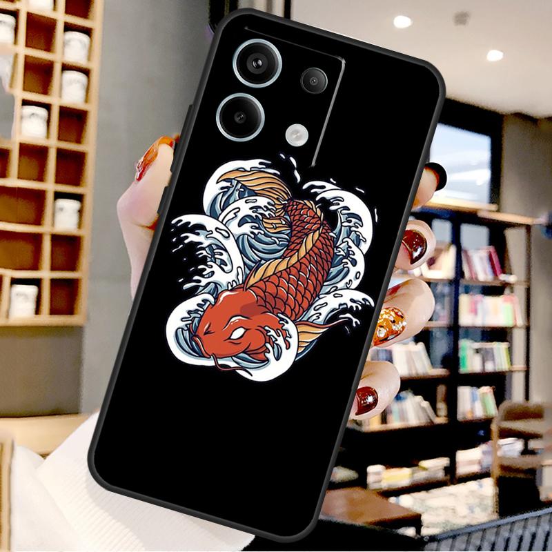 Татуировка Японский Карп Дракон Волна Для Xiaomi Redmi Note 14 Pro 9 10 11 12 13 15 Pro Plus Чехол Для Redmi 15 15C 13C 12C 10C 14C