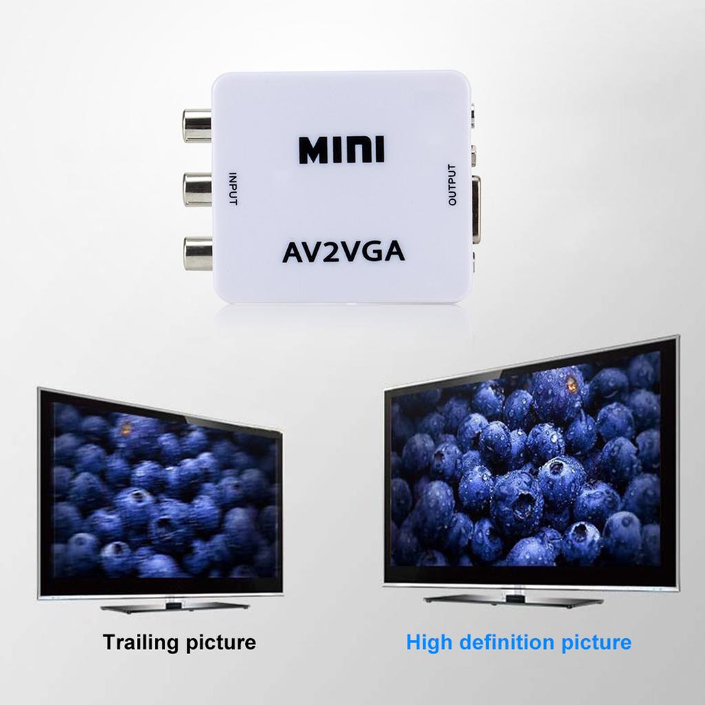 Мини AV2VGA Видеоконвертер Конвертер Бокс AV RCA CVBS в VGA Видеоконвертер Конвертер с 3,5 мм Аудио на ПК HDTV