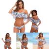 Sexy Off-the-shoulder Bikini With Ruffled Edges And Floral Accents High Quality Polyester Material