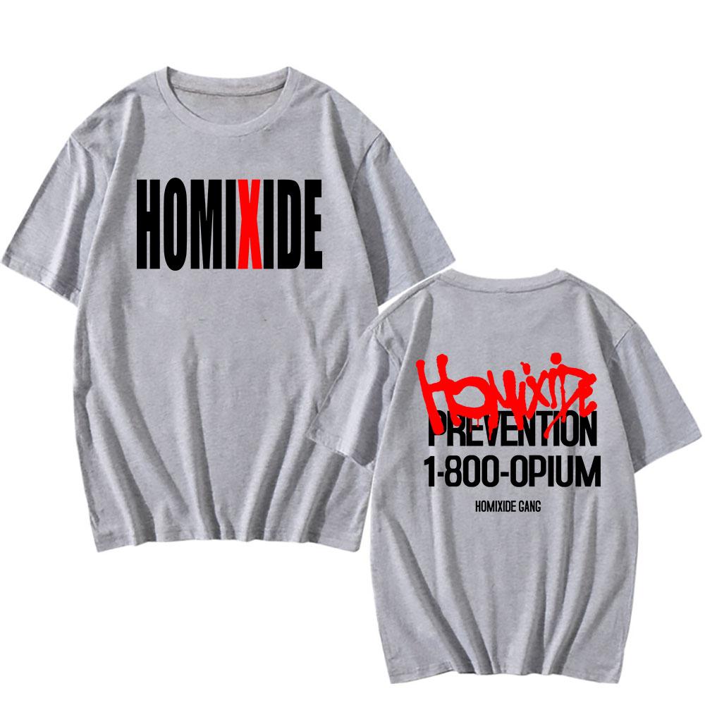 Футболки Rock Band HXG Homixide Gang Футболки Летняя Хлопковая Футболка с Коротким Рукавом Мужская Женская Одежда Графическая Футболка Принт в Стиле Гранж Топ