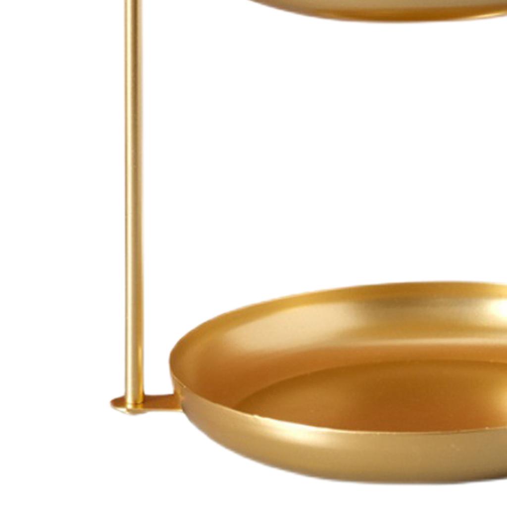 2-х уровневый железный поднос для фруктов, водонепроницаемый, многоуровневое блюдо для хранения, для вечеринки на журнальном столике, золото