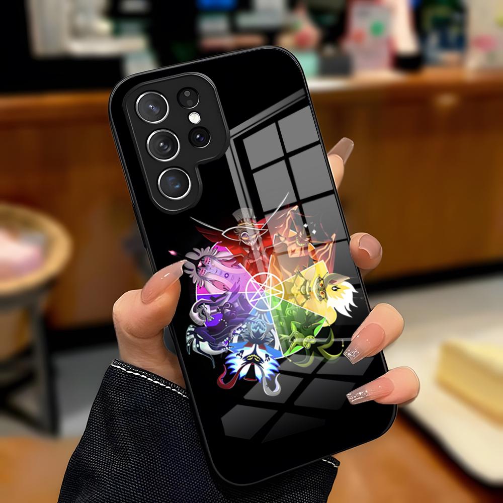 Чехол для телефона H-Hazbin Hotel для Samsung A25 A13 A33 5G A54 A36 A35 A56 A52 A14 Ударопрочный стеклянный чехол