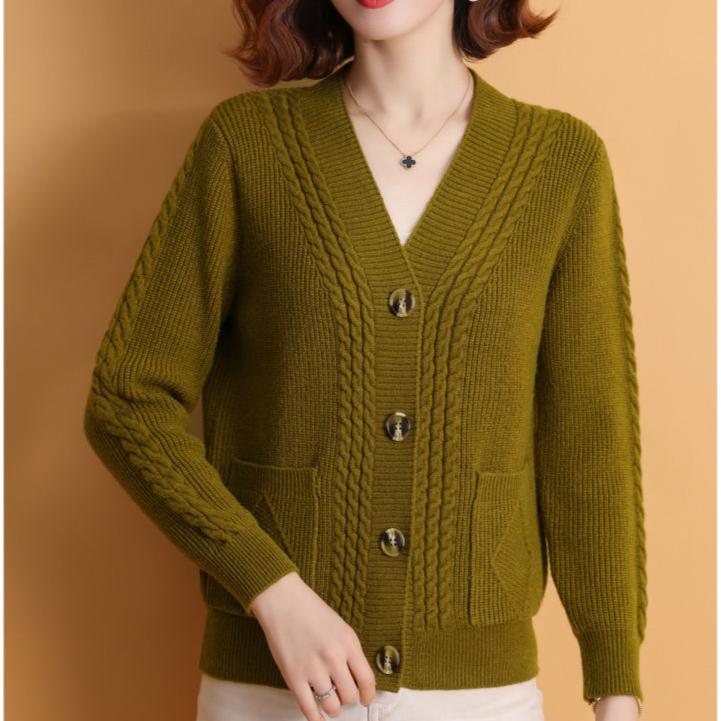 Женский вязаный кардиган, свитер, куртка, весна-осень, короткий однотонный трикотажный кардиган с V-образным вырезом