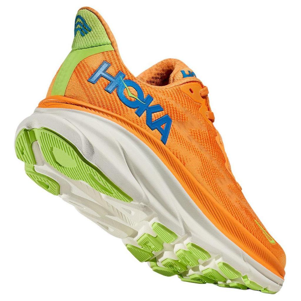 HOKA Clifton 9 2E Wide Solar Flare Lettuce Men Sneakers Orange 1132210-SLRL