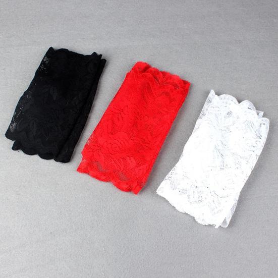 1 Pair Women Prom Gloves See-through Lace Thin Fingerless Literary Style Performances Bride