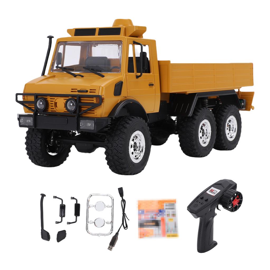 Внедорожный Грузовик на Радиоуправлении, Масштаб 1/18, 6WD, Вездеходный RC Автомобиль, 2.4GHz Гусеничный Транспортный Средство с Освещением, Желтый