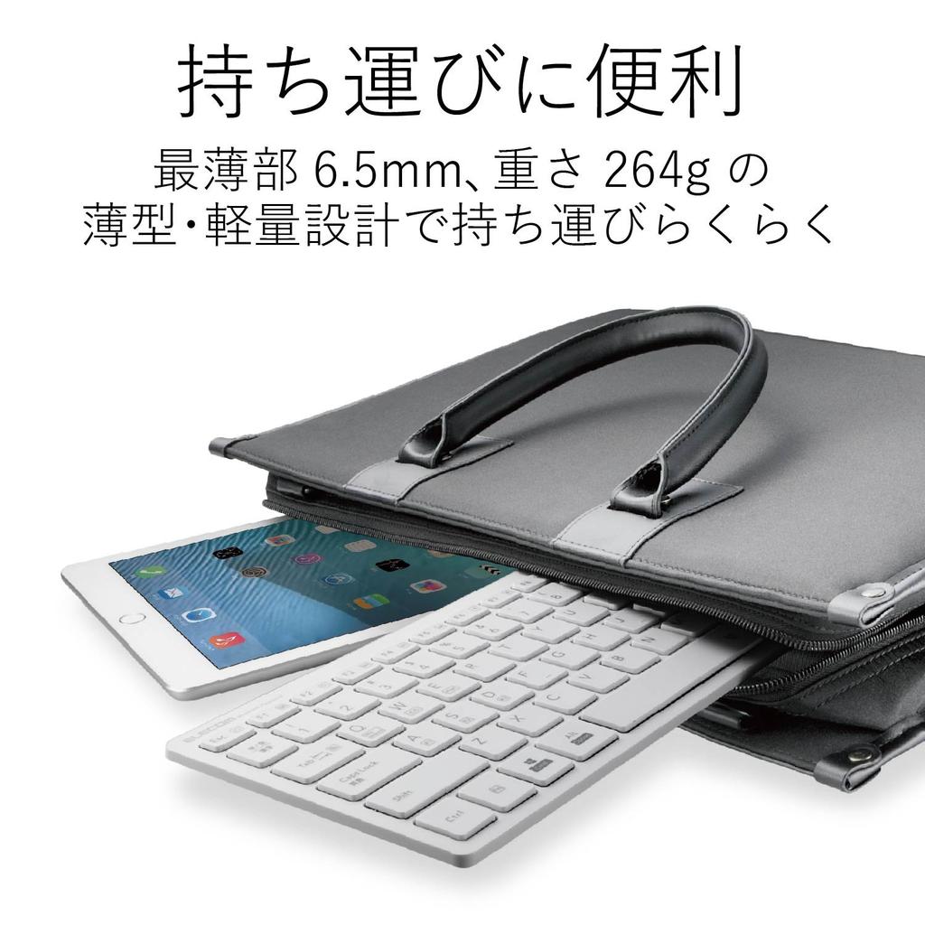 Клавиатура Bluetooth ELECOM, пантографного типа, легкая, совместимая с несколькими ОС, для iPad, Surface и Chromebook, белая, TK-FBP102WH