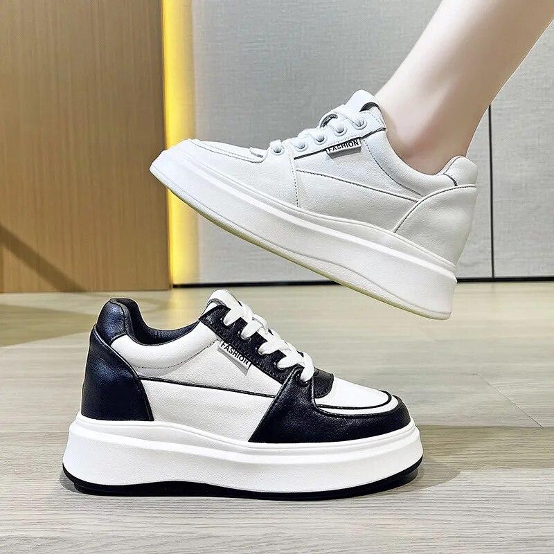 Fujin/5 см из вулканизированной натуральной кожи, устойчивые кроссовки на платформе, массивные ботинки, женская весенне-осенняя повседневная обувь