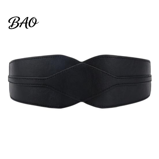 Hidden Buckle Waist Shaper Women's Faux Leather Belt, Wide Elastic Waistband with Metal Stylish Corset for Date Parties Buckle, No-Hole Slimming Band