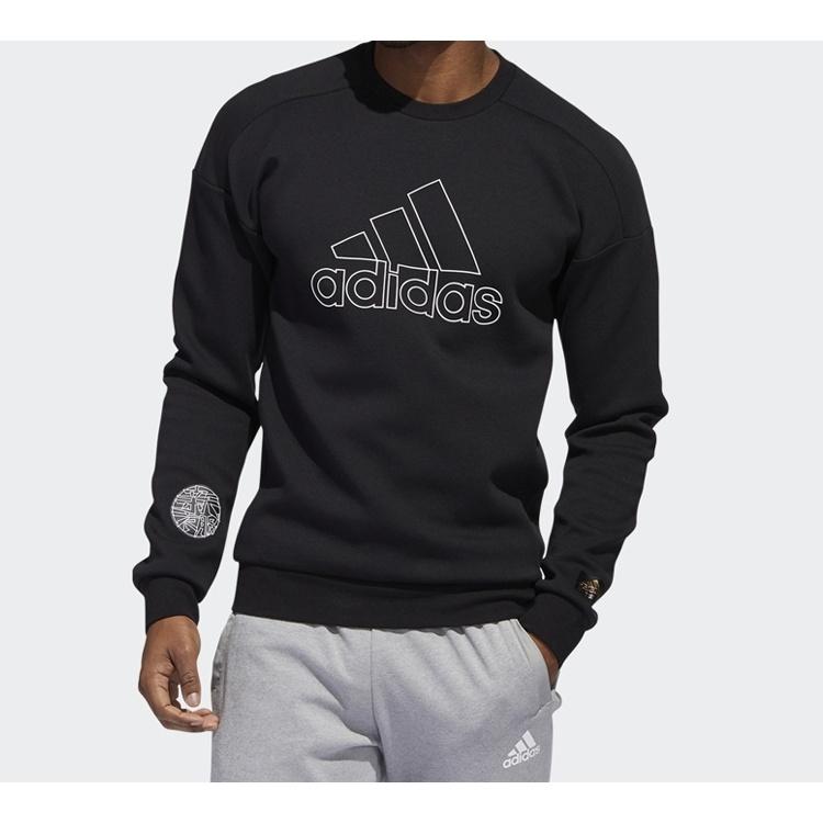 adidas Толстовки Мужские Черные С Круглым Вырезом Умеренные Обычные FU6222