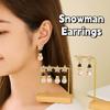 Imitation Pearl Snowman Earrings Rhinestone Xmas Dangle Earrings Christmas Earrings  Holiday