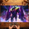 Neon Armored Dark Knight TCG Playmat 35X60CM Prism Energy Aura Scene Card Battle Mat Non‑Slip Durable Stitched Edge Playmat