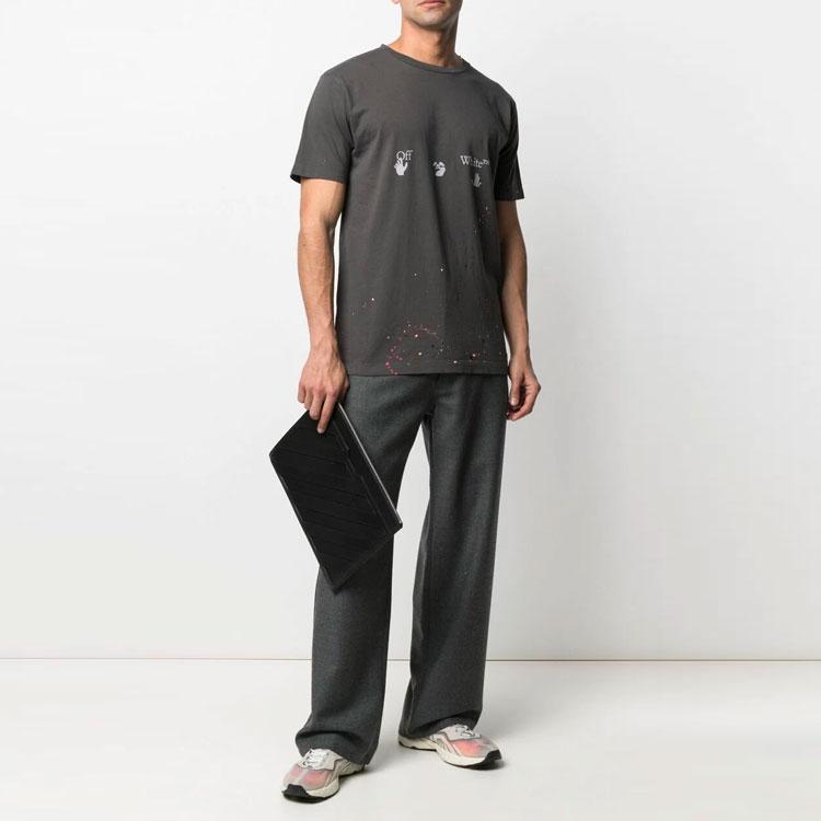 Off-White Винтажная футболка с короткими рукавами и магнитами, белые мужские топы с надписью Paint Splatter OMAA027S21JER0020601