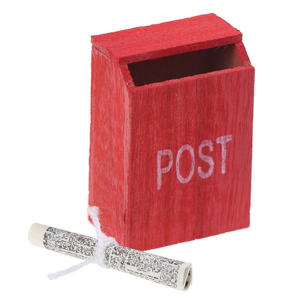 DIY 1/12 Wooden Kids Toy Newspaper Miniature Mail Box Mailbox Ornamant Dollhouse Accessories