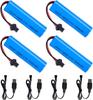 4Pcs Li-ion Rechargeable Battery 3.7V 1200mAh with SM-2P Connector + USB Cable – Compatible with RC Car DE45 DE42 1:14