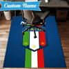 Custom Name Italian Football Crest Rug Game Carpet, Floor Mat for Bedroom Living Room Entryway Rug, Home Decor Idea Gift for Christmas birthday