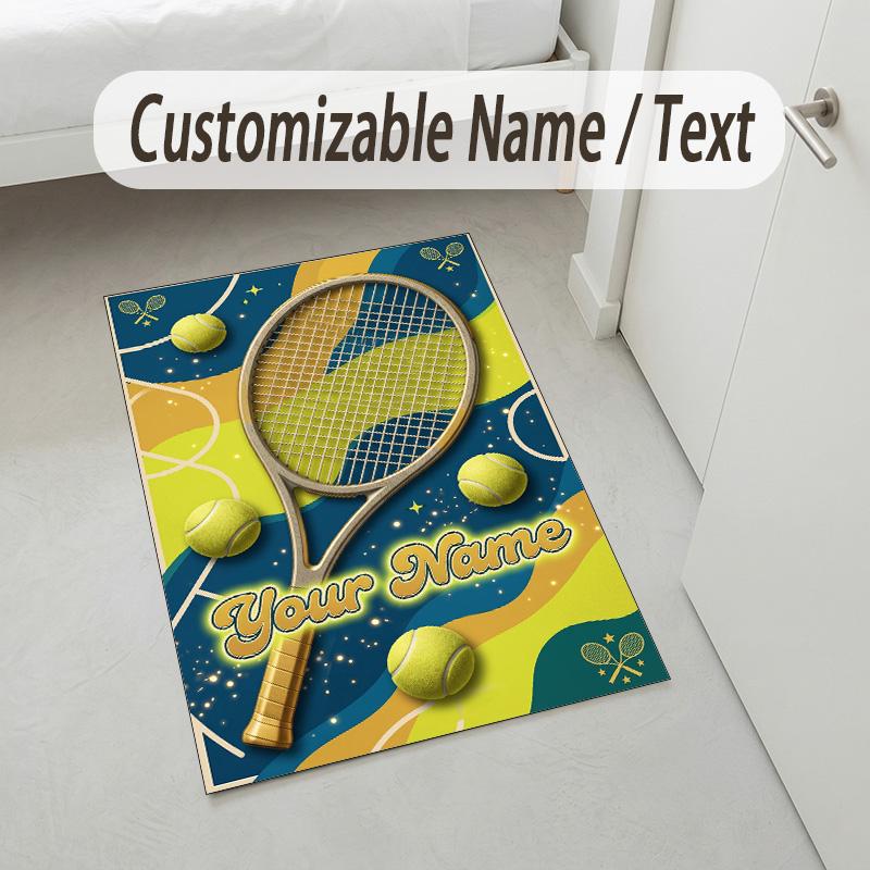 Decorative Artwork Theme Crystal Velvet Rug Personalized Custom Name Text Soft Floor Mat Home Decor