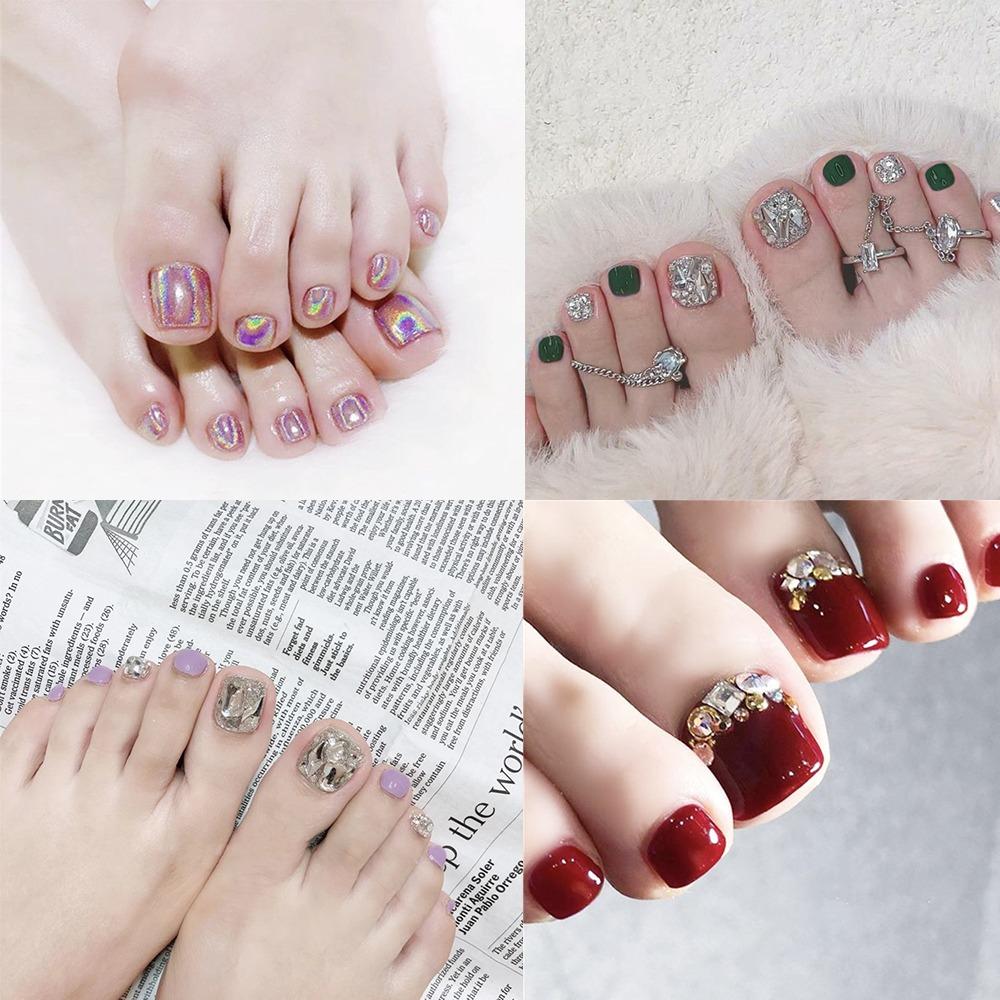 Накладные ногти Искусственные ногти на ногах Квадратная форма Кончики для ногтей Отсоединяемые Накладные ногти Женские