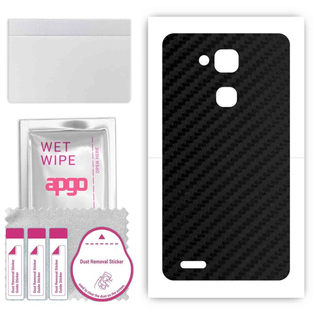 apgo Protective Skin Sticker for the Back Compatible with Huawei Mate 7, Wrap Film, Foil, Vinyl - Pattern Carbon Black