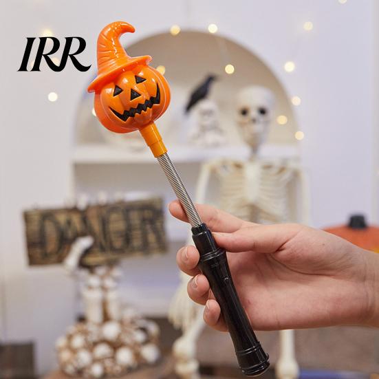 Pumpkin Lantern Glow Stick Halloween Party LED for Kids, Spooky Ghost Flashing Light Lighted Up Rod with Spring Holiday Favors Decoration