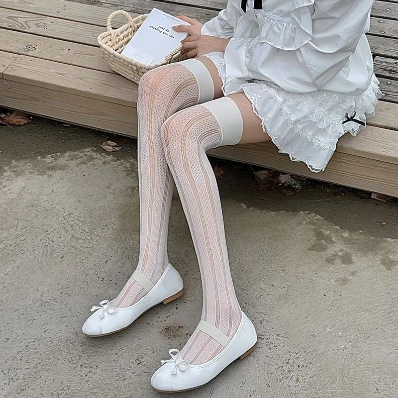 JK Girls Thigh Чулки женские полые сексуальные кружевные сетчатые чулки гольфы Лолита чулки бедра высокие носки
