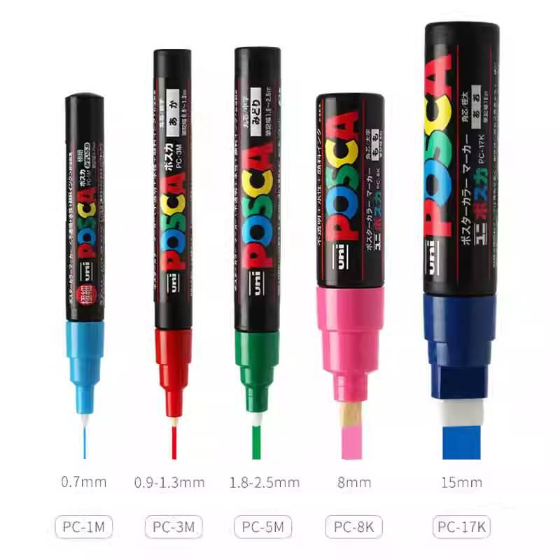 Uni Posca Портативный набор пеналов с маркерами Яркие цвета с высокой пигментацией Художественные маркеры-краски для маркировки на 50+ ПОВЕРХНОСТЯХ Для ведения дневника, скетчинга, подарков