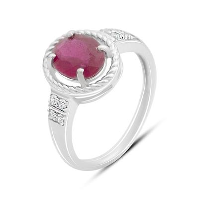 Серебряное кольцо с натуральным рубином 2.546ct, фианитами, вес изделия 3,24 гр (2165217)