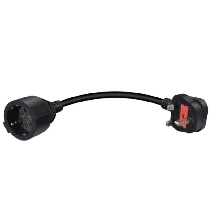 Portable Use Cable, EU 4.8mm Female Receptacle with British Three Pin Male End, Black Three Wire Cord for Mains Matching