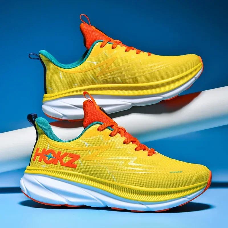 Мужская обувь для бега Кроссовки для джоггинга Уличная амортизирующая гоночная обувь Нескользящая Роскошная обувь Дышащая сетка Для пары Внедорожные кроссовки