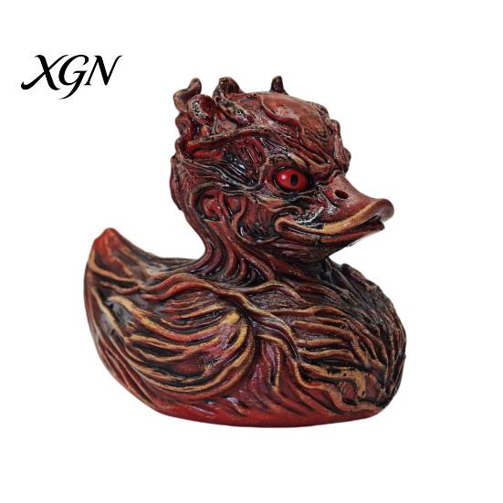 Small Resin Car Accessory Halloween Horror Duck Figurine, Devil Animal Statue, Spooky Bathroom Ornament Gothic Desktop Decor for Shelf Desk