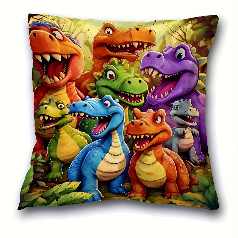 Vikama Abstract Dinosaur Cartoon Print Pillowcase Animal-Themed Cushion Cover For Home Office Party Decor