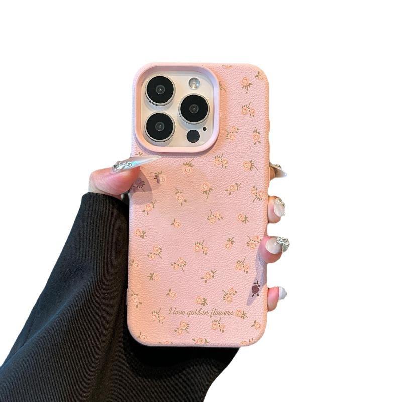 Маленький цветочный кожаный узор для чехла для мобильного телефона IPhone 17 Полная упаковка 15 Силикон для IPhone 16 Большое отверстие Противоударный 13 Женский 14