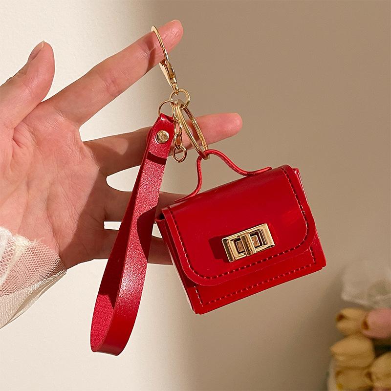 Mini Small Bag Keychain Pu Leather Portable Rope Change Bag Accessories Pendant Mobile Phone Bag Jewelry Pendant Gift