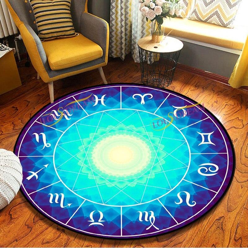 Mysterious Constellation Round Rug, Non-Slip Soft Entrance Door Mat and Chair Floor Protector for Home Bedroom Decor