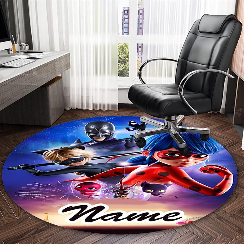 Customizable L-Ladybug1 Round Non-Slip Carpet - Ideal for Garden, Picnic, Office, Perfect for Decoration, Suitable For All Seasons