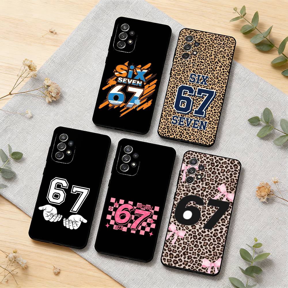 67 Six Seven Phone Case For Samsung S26,S25,S24,S21,S22,S23,S30,Ultra,S20,Plus,Soft Silicone Black Cover