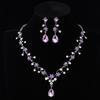 Black Super Flash Simple Retro Bridal Necklace Earring Set Accessories Wedding Dress Accessories Banquet Jewelry