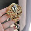 Elegant Water-drop Shape Brooch Shining Rhinestones Faux Crystal Inlaid Pin Wedding Party Badge Jewelry Gift