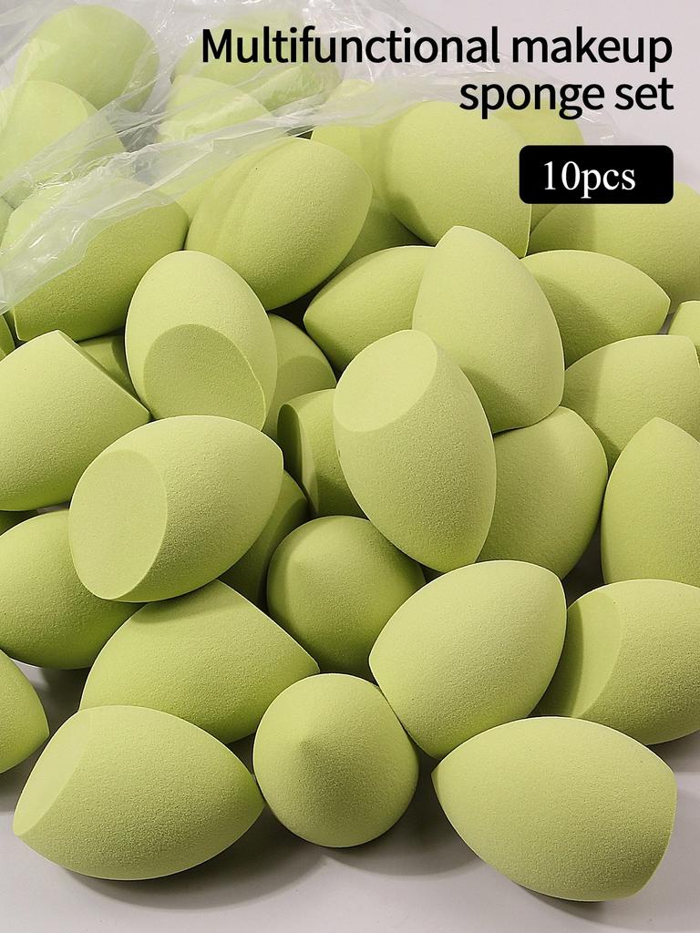 10 шт. Набор спонжей для макияжа Beauty Egg для смешивания пудры, для жидких, кремовых и сухих текстур, разноцветный, без латекса, подходит для всех
