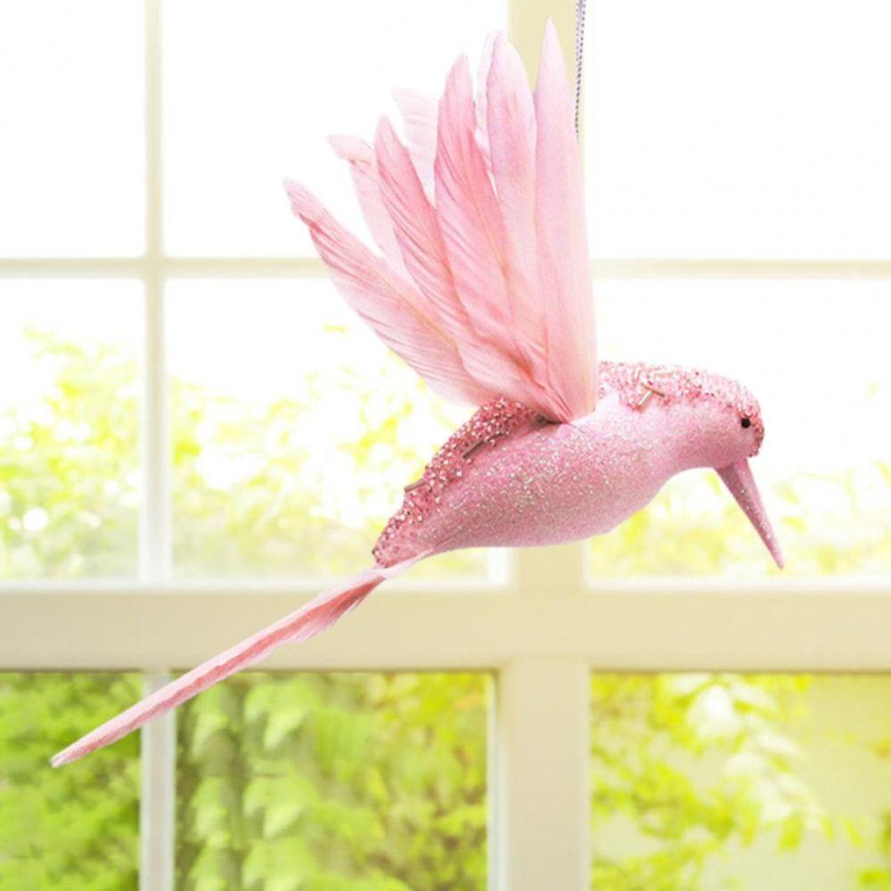 Realistic Simulation Feather Birds Cartoon Christmas Tree Hummingbird Pendant Garden