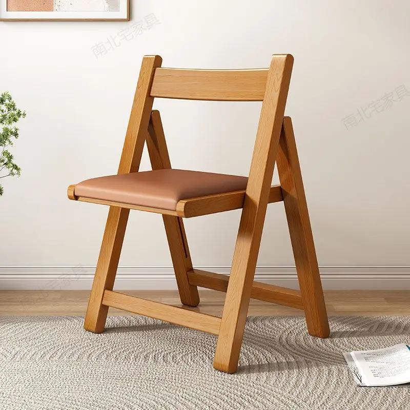 Складной стул из массива дерева - простой складной обеденный стул со спинкой, портативный для кухни, улицы и небольших помещений, мебель.