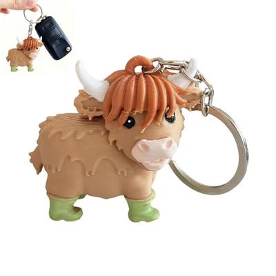 Брелок в виде шотландской коровы, напечатанный на 3D-принтере, подвеска в виде животного для сумки, милый подарок для женщин, аксессуар для рюкзака в ковбойском стиле.