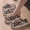 Модные парные тапочки с одним словом 2025 Зима Новая мода Леопард Женские домашние туфли Легкие Удобные Нескользящие Мужские плюшевые туфли