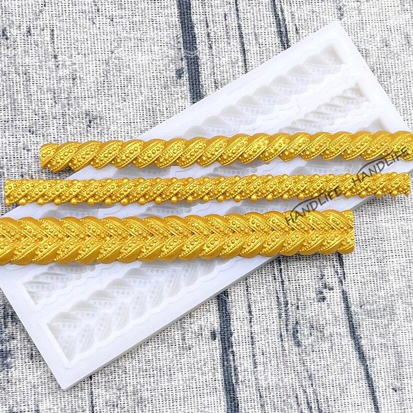 Pearl Wave Bag Chain Rope Lace Silicone Sugarcraft Mold Fondant Cake Decorating Tools Cupcake Chocolate Baking Mold